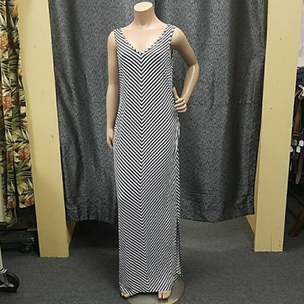Black and white chevron maternity maxi dress